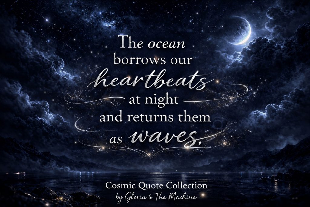 Silver dream quote on a dark cosmic night sky background by Gloria & The Machine.