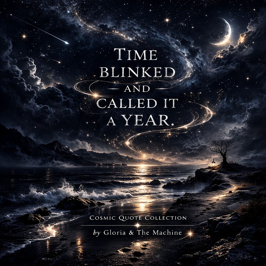 Silver dream quote on a dark cosmic night sky background by Gloria & The Machine.