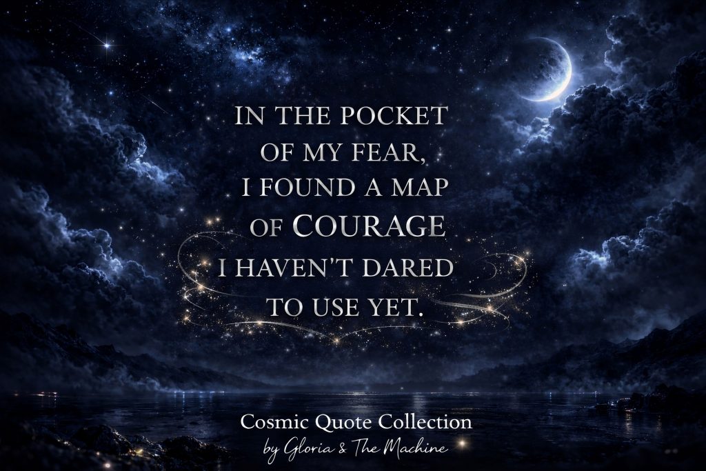 Silver dream quote on a dark cosmic night sky background by Gloria & The Machine.