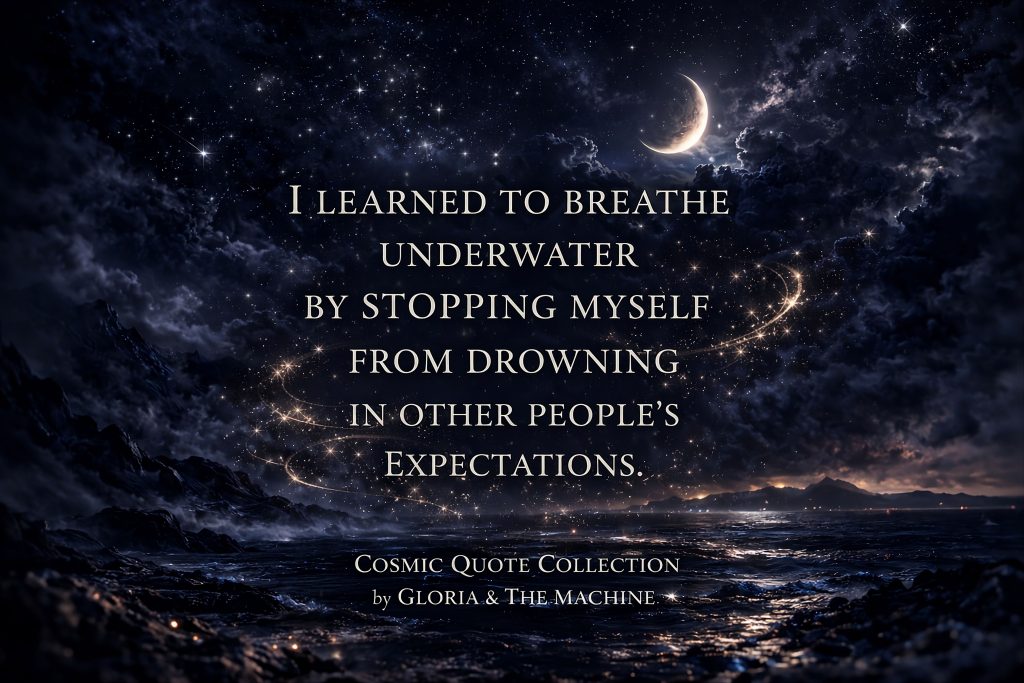 Silver dream quote on a dark cosmic night sky background by Gloria & The Machine.