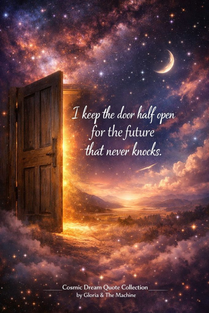 Silver dream quote on a dark cosmic night sky background by Gloria & The Machine.